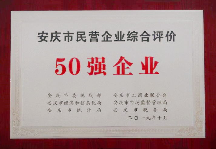 安徽山城房地产集团荣获 “安庆市民营企业综合评价50强企业”称号